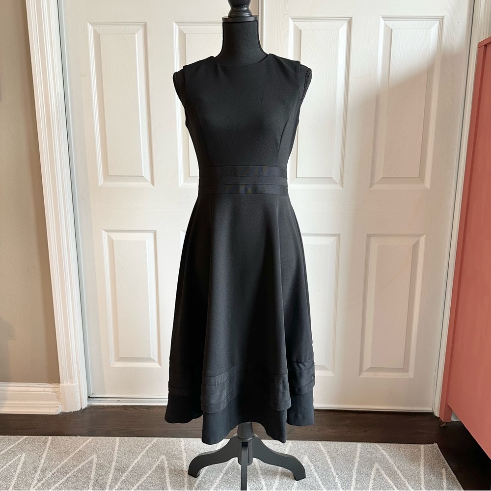 Calvin Klein Black Stretch A-line Little Black Dress